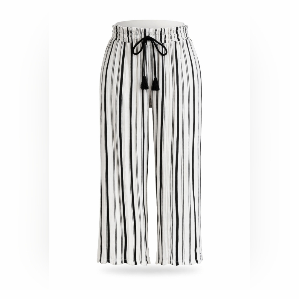 INC International Concepts Black and White Striped Wide Leg Pants